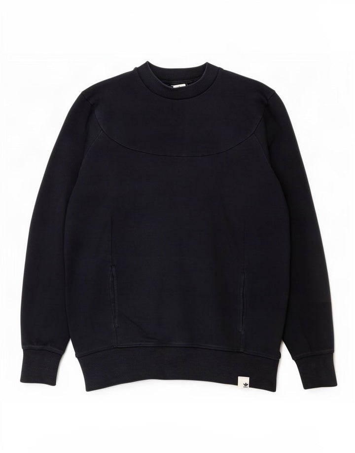 Adidas feminino oversized moletom jumper reino unido 10 pequeno azul marinho algodão