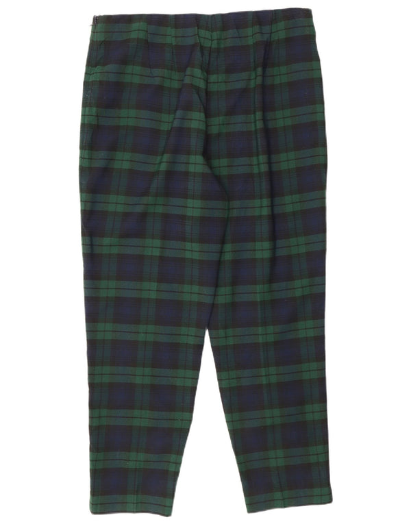 Calça feminina casual de cintura alta CHAPS EUA 12 grande W30 L26 xadrez verde