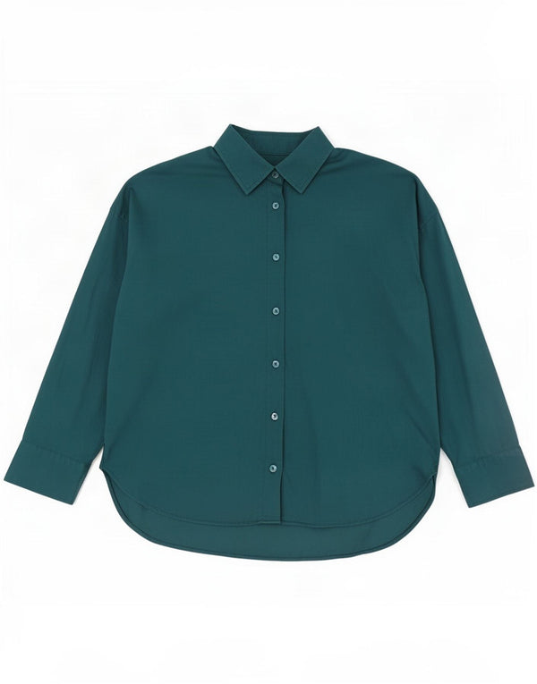 Blusa feminina Zara manga 3/4 oversized Reino Unido 6 XS verde viscose