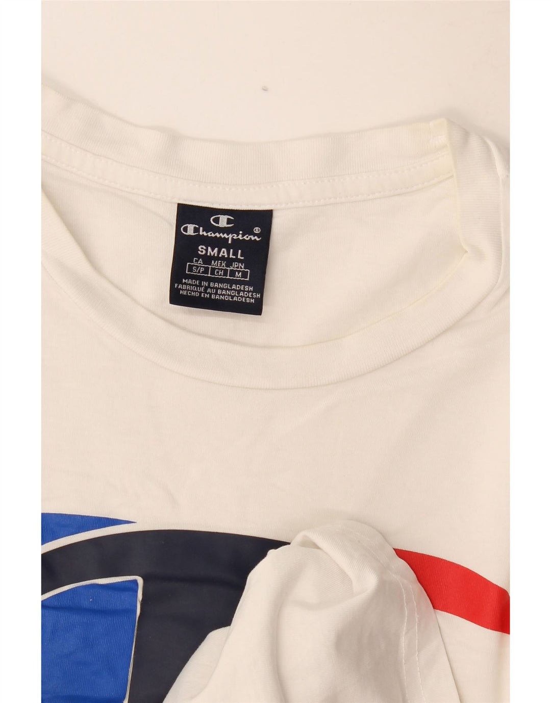 Camiseta masculina gráfica Champion pequena branca