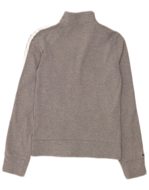 Adidas Womens Regular Fit Tracksuit Top Jacket UK 8 Pequeno Cinza Algodão