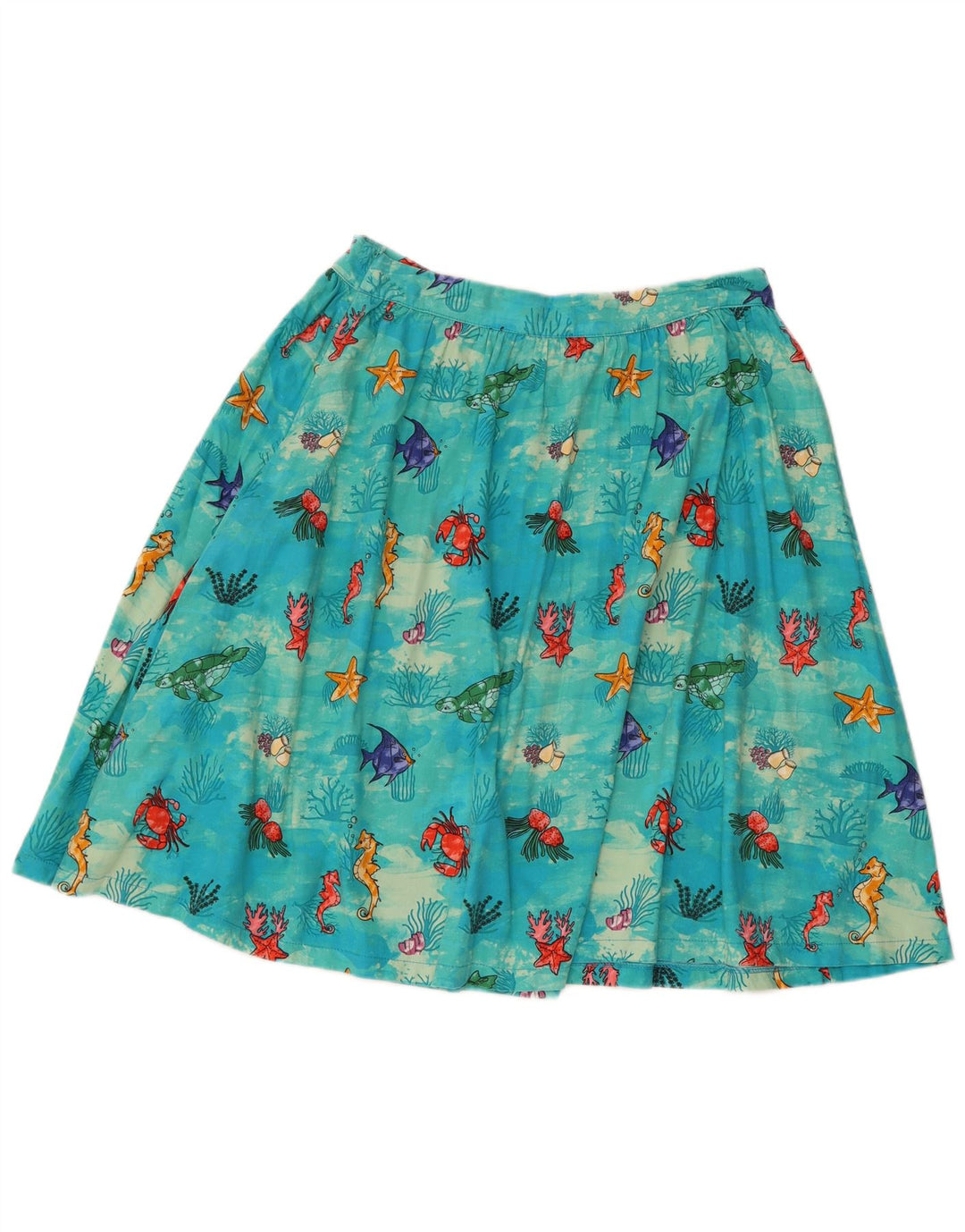 Lindy bop saia feminina com padrão abstrato alargado Reino Unido 12 médio W30 algodão azul