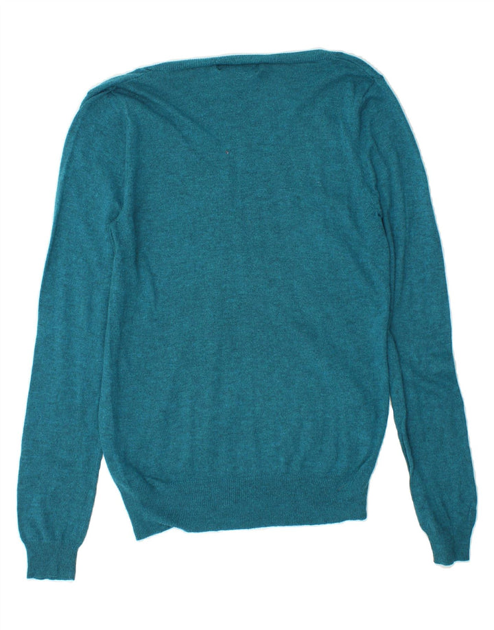 MOSSIMO Womens V-Neck Jumper Sweater UK 12 Medium Blue Nylon Vintage Mossimo and Second-Hand Mossimo from Messina Hembry 