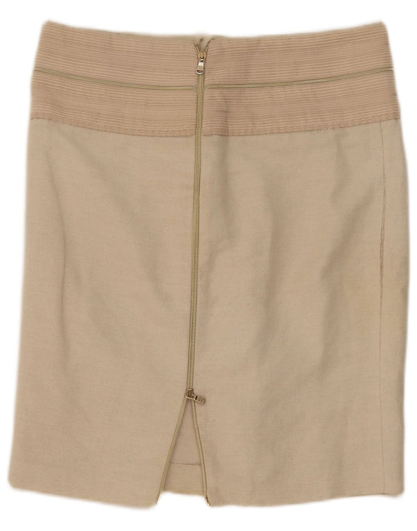 Saia reta feminina vintage IT 46 grande W34 linho bege