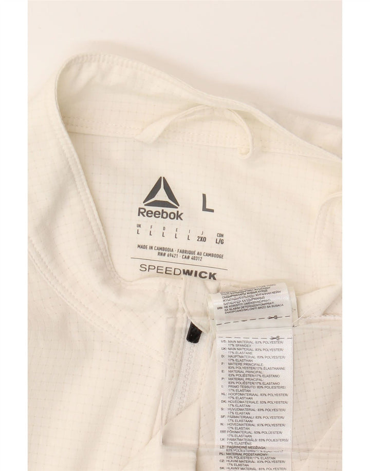 REEBOK Jaqueta masculina de agasalho grande poliéster xadrez branco