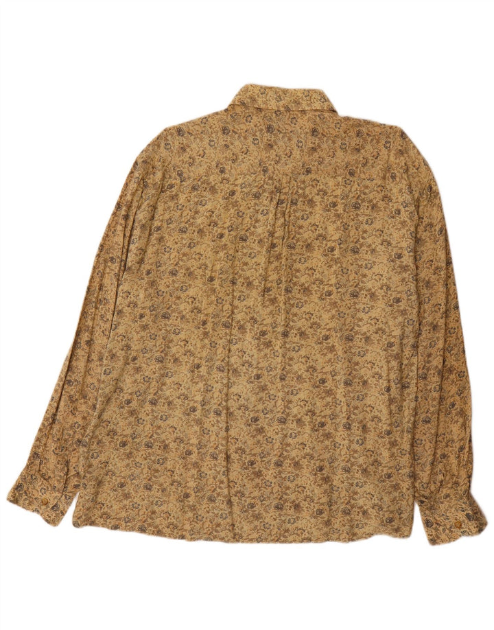 Camisa masculina VINTAGE XL bege floral viscose