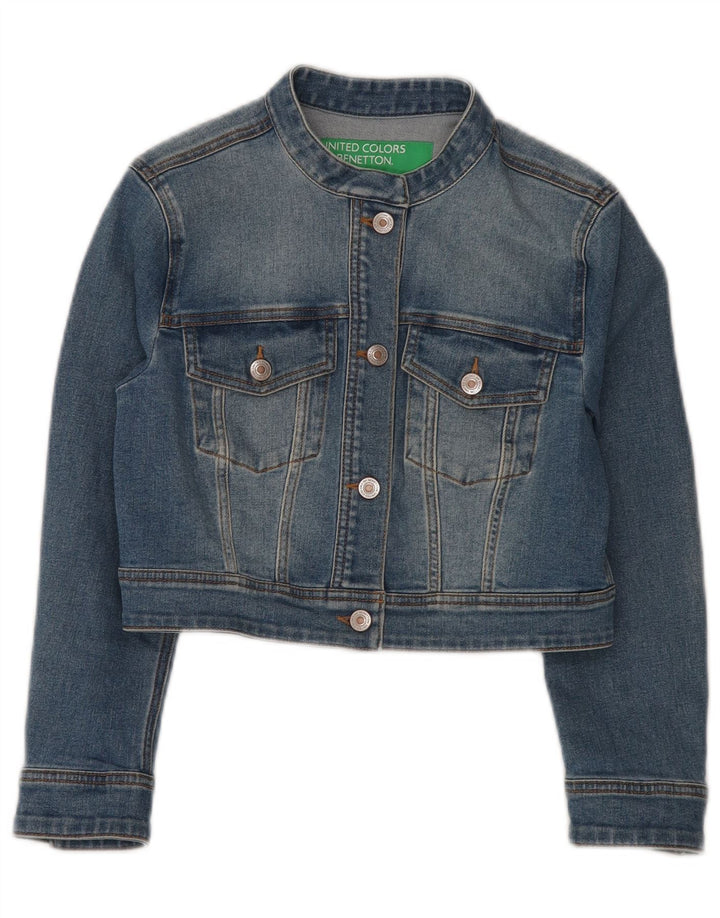 Jaqueta jeans feminina BENETTON UK 10 algodão azul pequeno