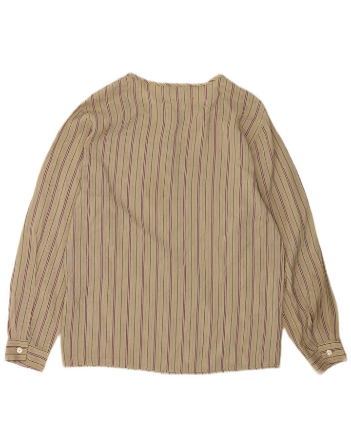 Pulôver feminino Marella blusa Reino Unido 12 seda listrada bege médio