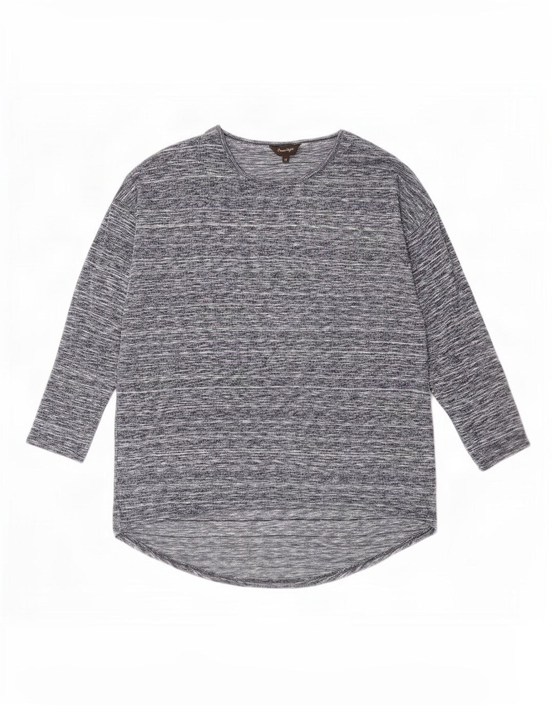 Top feminino Phase Eight de manga comprida UK 12 viscose manchada cinza médio