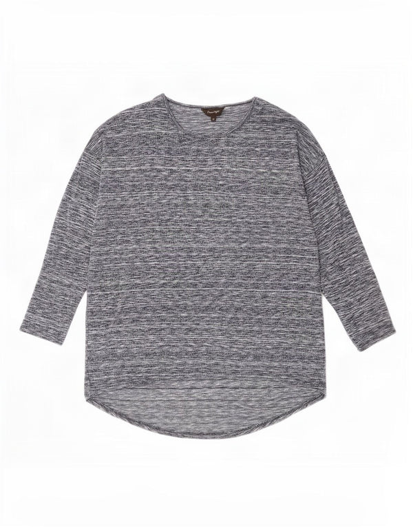 Top feminino Phase Eight de manga comprida UK 12 viscose manchada cinza médio