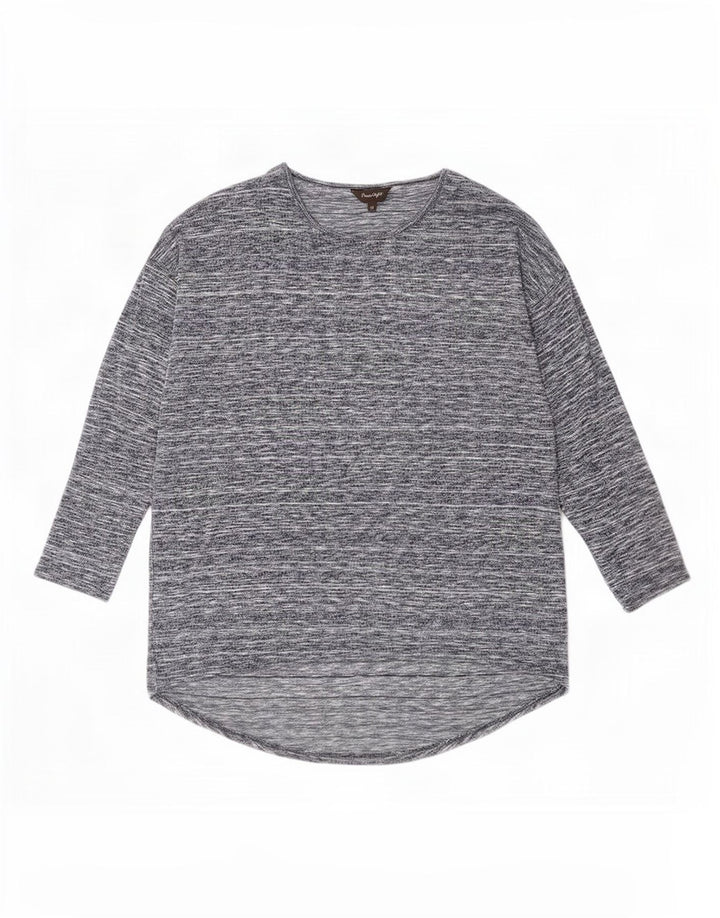 Top feminino Phase Eight de manga comprida UK 12 viscose manchada cinza médio