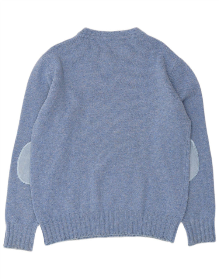 Suéter masculino Murphy & Nye com decote em V grande lã colorblock azul