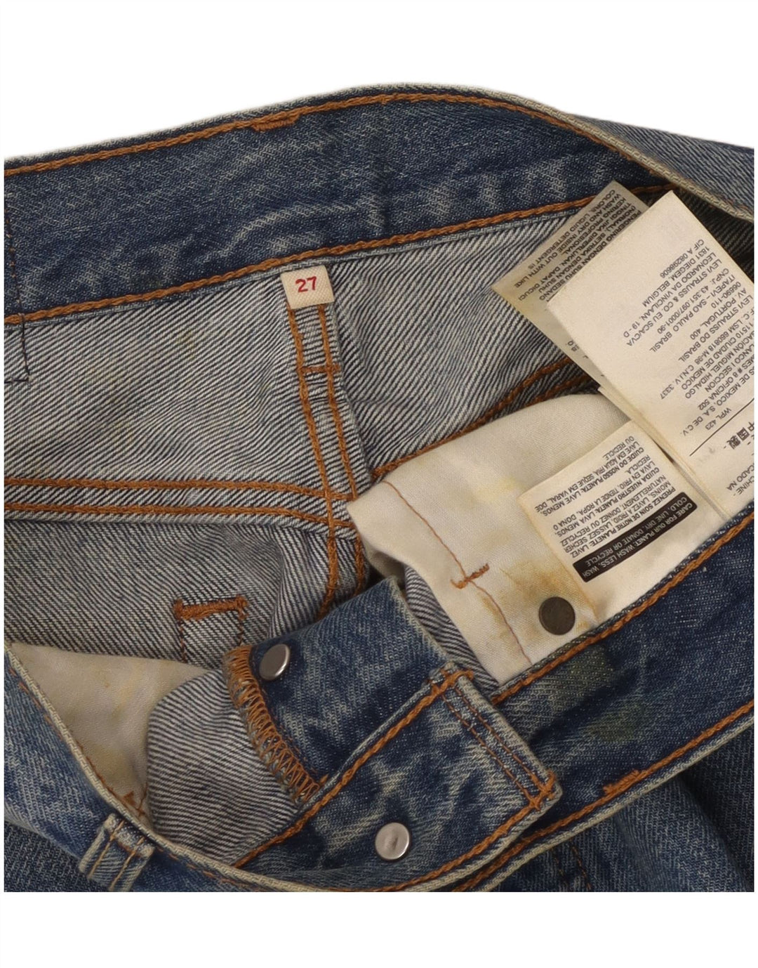 Saia jeans feminina Levi's W27 pequeno algodão azul