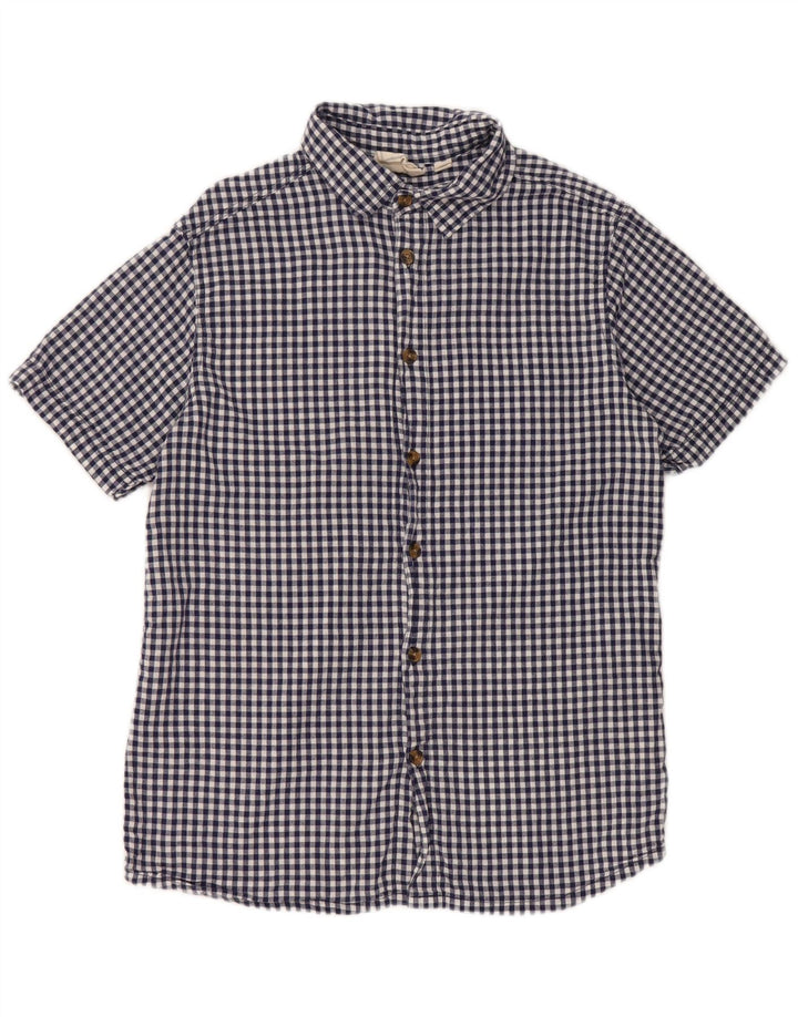 Camisa masculina de manga curta Mountain Warehouse XS azul algodão guingão
