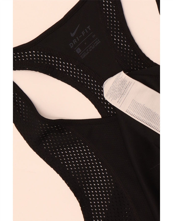 Nike Womens Dri Fit Vest Top UK 10 Pequeno Poliéster Preto