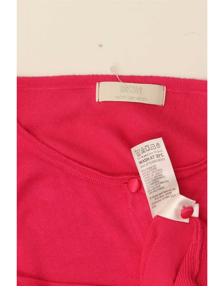 Suéter cardigã feminino Marks & Spencer UK 8 pequeno viscose rosa