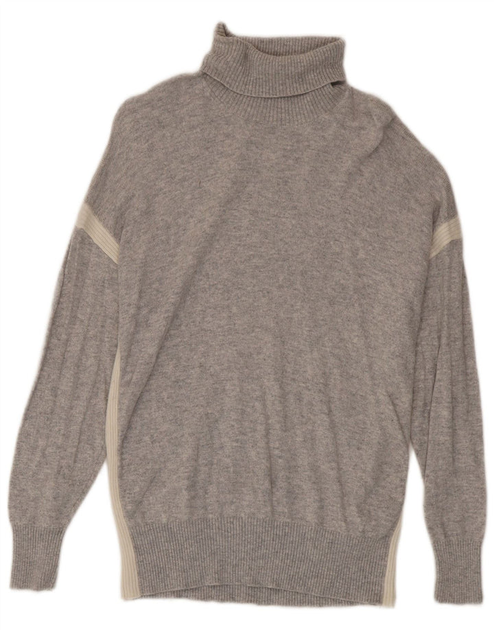 Suéter masculino Reiss com gola redonda e lã colorblock cinza médio