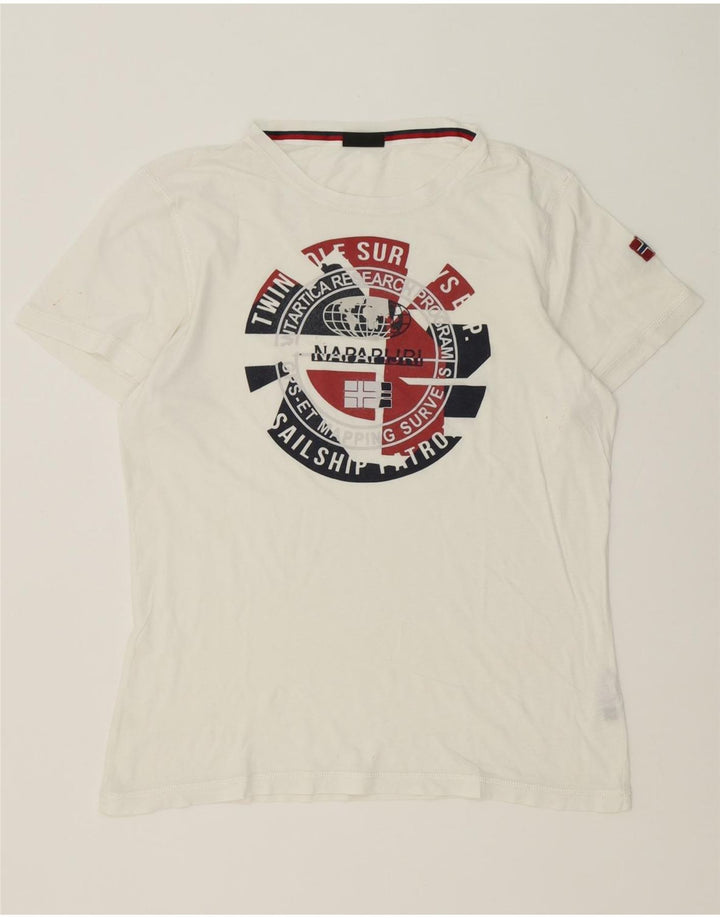 Camiseta masculina gráfica Napapijri Top médio algodão branco