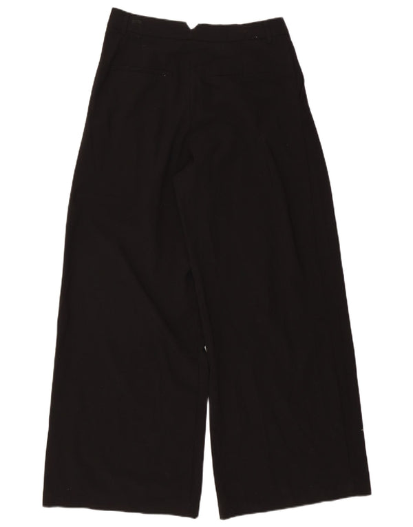 Zara Calça feminina casual cintura alta com pregas média W28 L29 preta