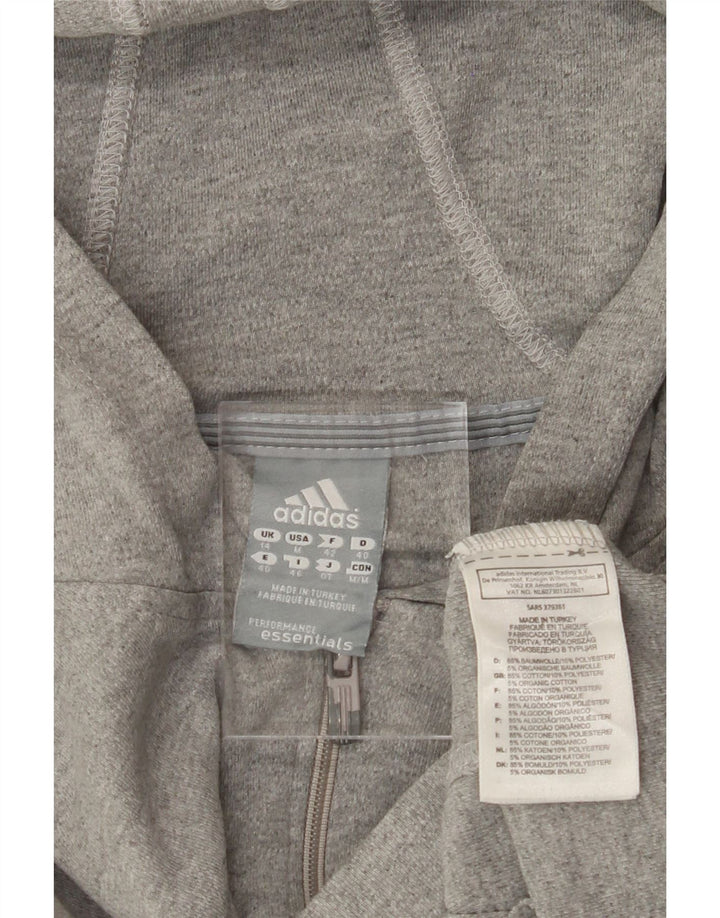 ADIDAS Womens Zip Hoodie Sweater UK 14 Large  Grey Cotton Vintage Adidas and Second-Hand Adidas from Messina Hembry 