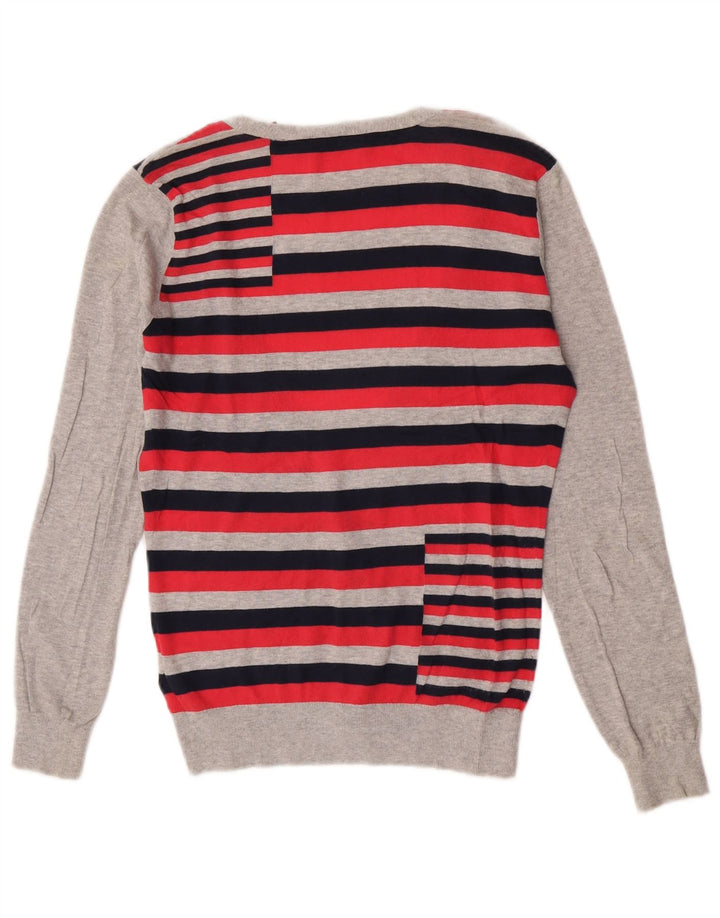 Suéter cardigã feminino Ted Baker tamanho 2 pequeno algodão listrado vermelho
