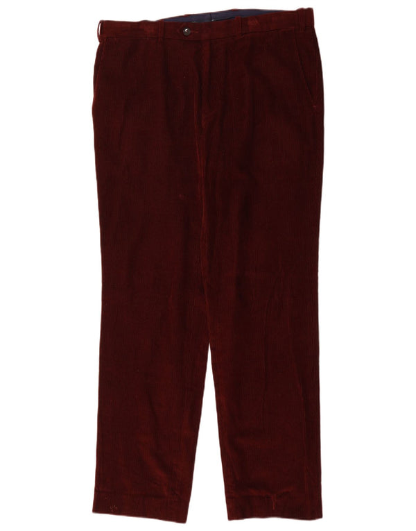 Calça masculina de veludo cotelê Marks & Spencer sob medida W34 L31 vermelha