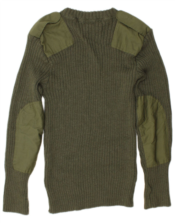 Suéter masculino VINTAGE militar com gola redonda, médio cáqui