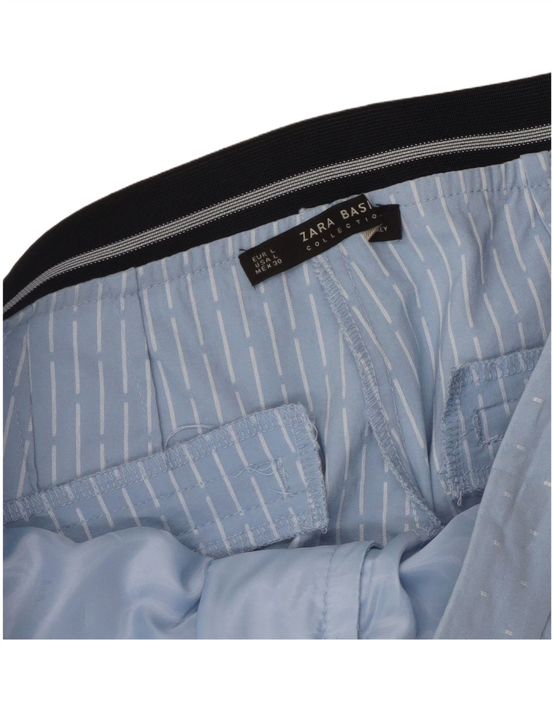 Zara Calça Chino Feminina Slim Grande W32 L27 Azul Geométrico