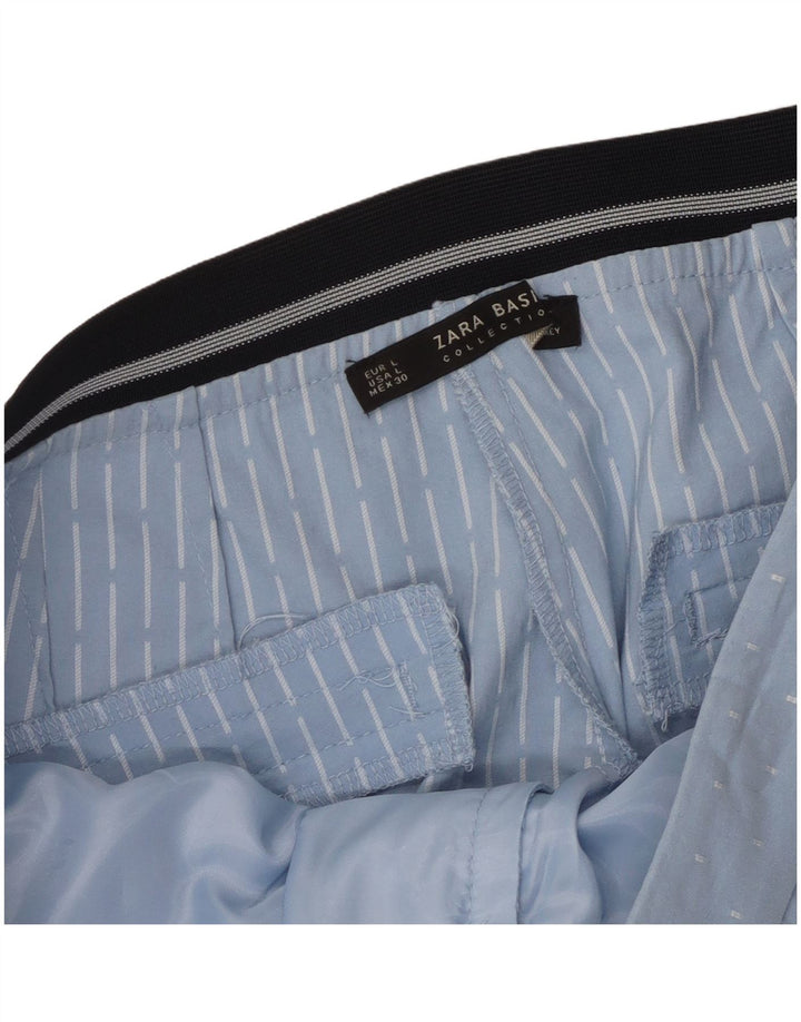 Zara Calça Chino Feminina Slim Grande W32 L27 Azul Geométrico