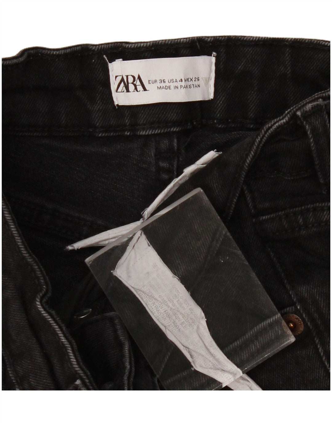 Calça jeans feminina ZARA EU 36 XS W26 L23 algodão preto