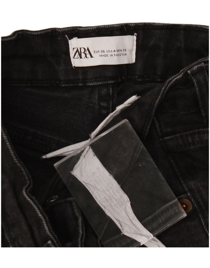 Calça jeans feminina ZARA EU 36 XS W26 L23 algodão preto
