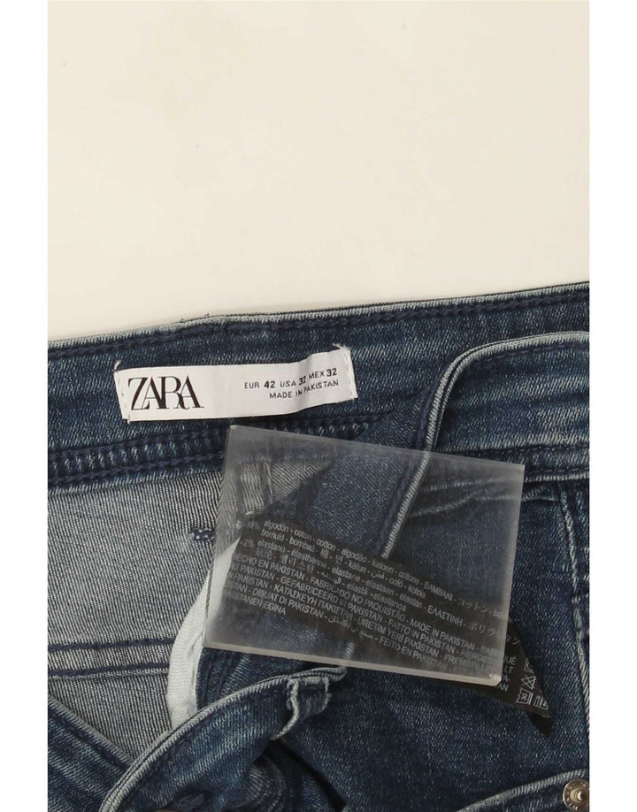 Zara Mens Distressed Slim Jeans EU 42 Grande W32 L27 Azul Algodão