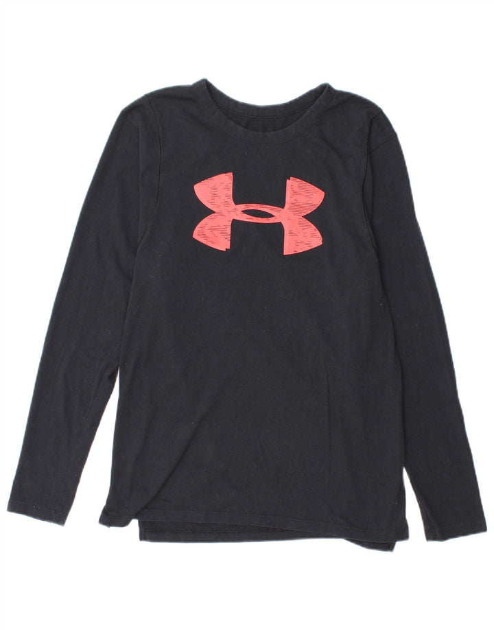Top gráfico feminino Under Armour manga comprida Reino Unido 10 pequeno azul marinho