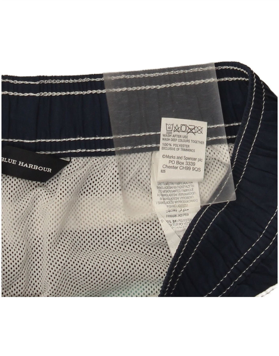 Shorts de natação masculino Marks & Spencer Blue Harbor médio azul marinho