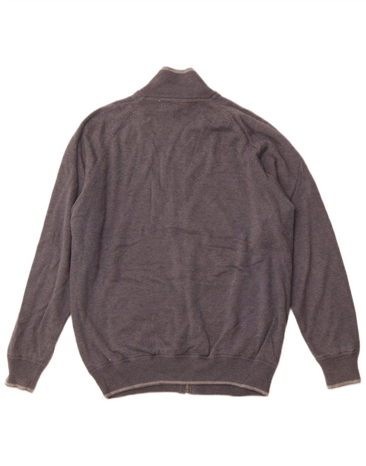 Suéter cardigã masculino Marks & Spencer algodão cinza médio
