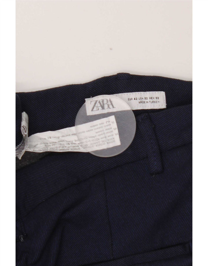 Zara Mens Chino Shorts EU 42 Grande W32 Azul Marinho Viscose