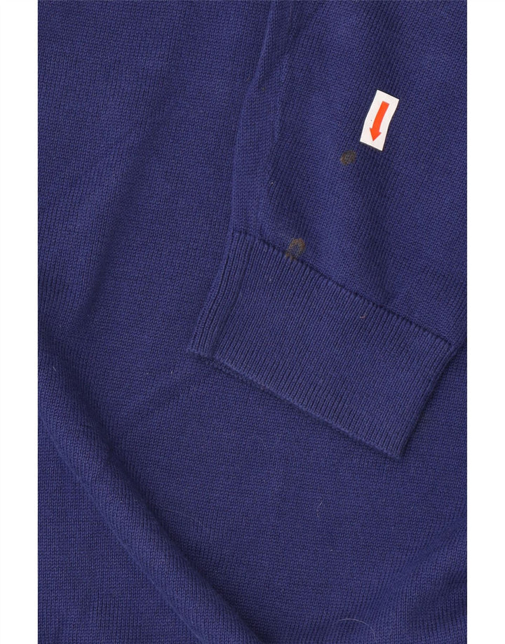 Suéter masculino REISS com decote em V grande algodão azul