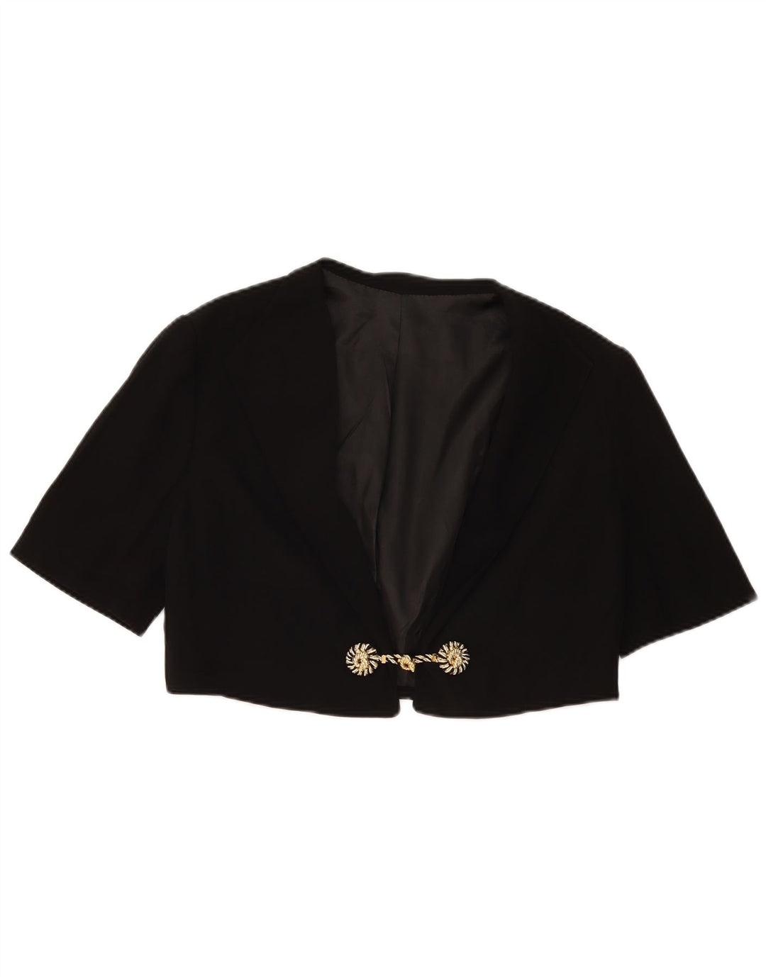 Jaqueta Bolero feminina vintage de manga curta Reino Unido 14 médio preto