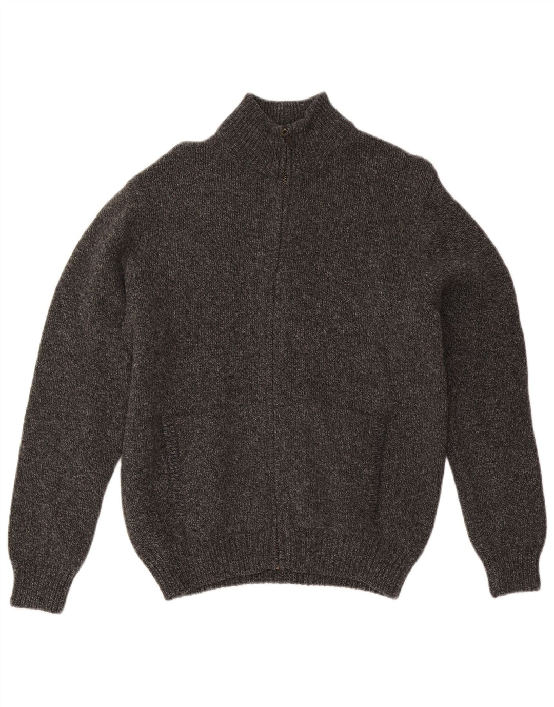 Suéter cardigã masculino L.L.Bean lã de cordeiro manchada cinza médio