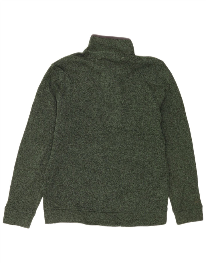 Suéter masculino Eddie Bauer com gola e botão, verde médio salpicado