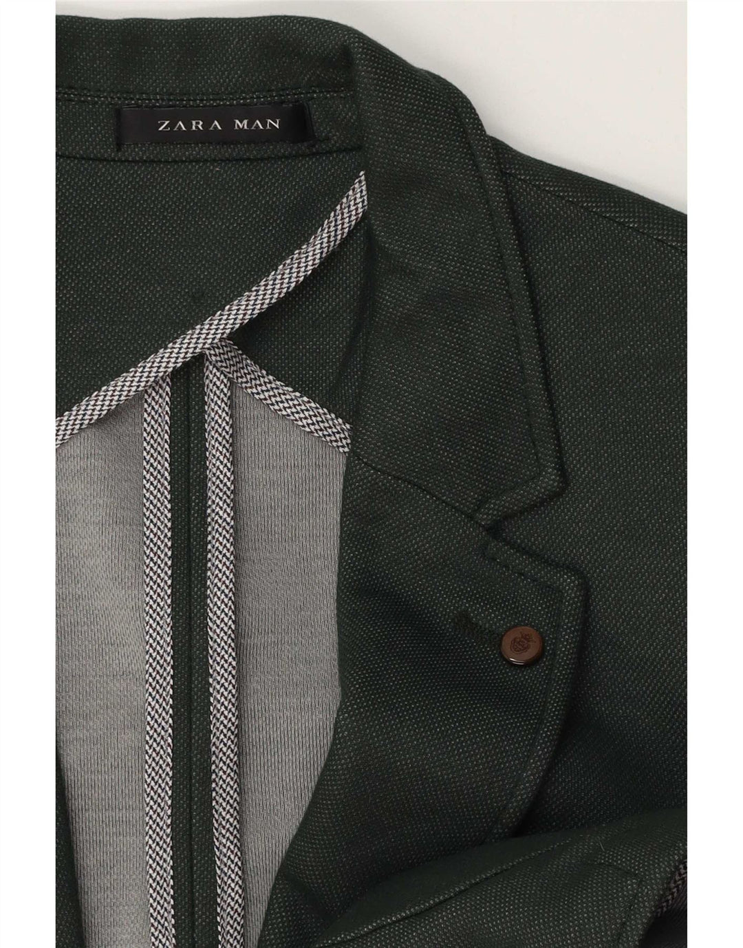 Jaqueta blazer masculina Zara com 2 botões Reino Unido 38 verde médio