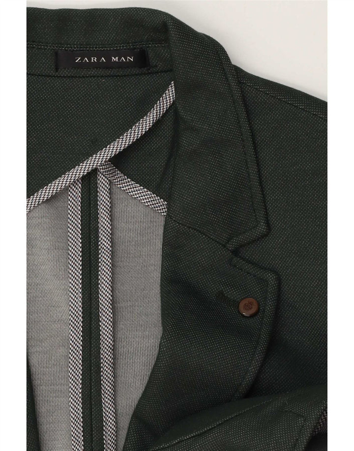 Jaqueta blazer masculina Zara com 2 botões Reino Unido 38 verde médio
