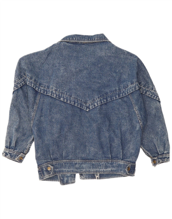 Jaqueta jeans feminina VINTAGE de grandes dimensões Reino Unido 10 algodão azul pequeno