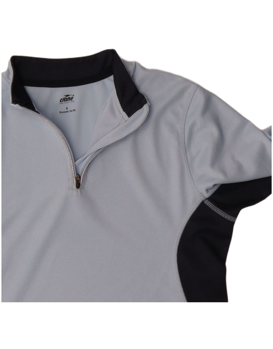 Crane Top feminino com zíper e manga comprida UK 10 pequeno bloco colorido azul