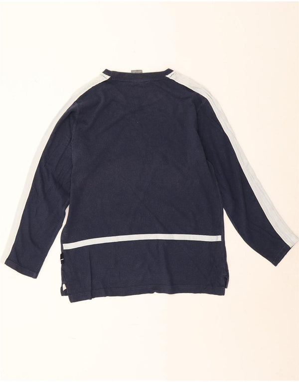 Top gráfico masculino Nike manga longa UK 36/38 pequeno azul marinho colorblock