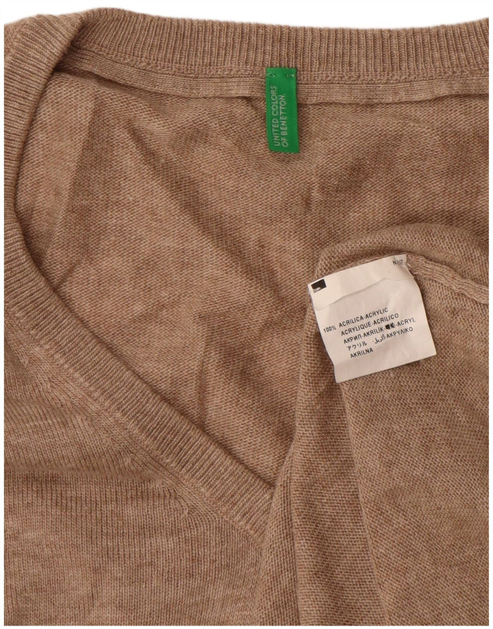 Suéter masculino BENETTON com decote em V grande bege