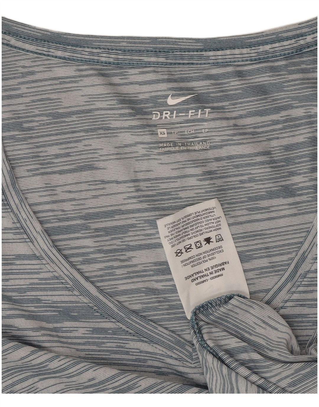 Camiseta feminina Nike Dri Fit Loose Fit Top UK 6 XS Azul Listrado Poliéster