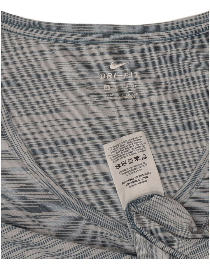 Camiseta feminina Nike Dri Fit Loose Fit Top UK 6 XS Azul Listrado Poliéster