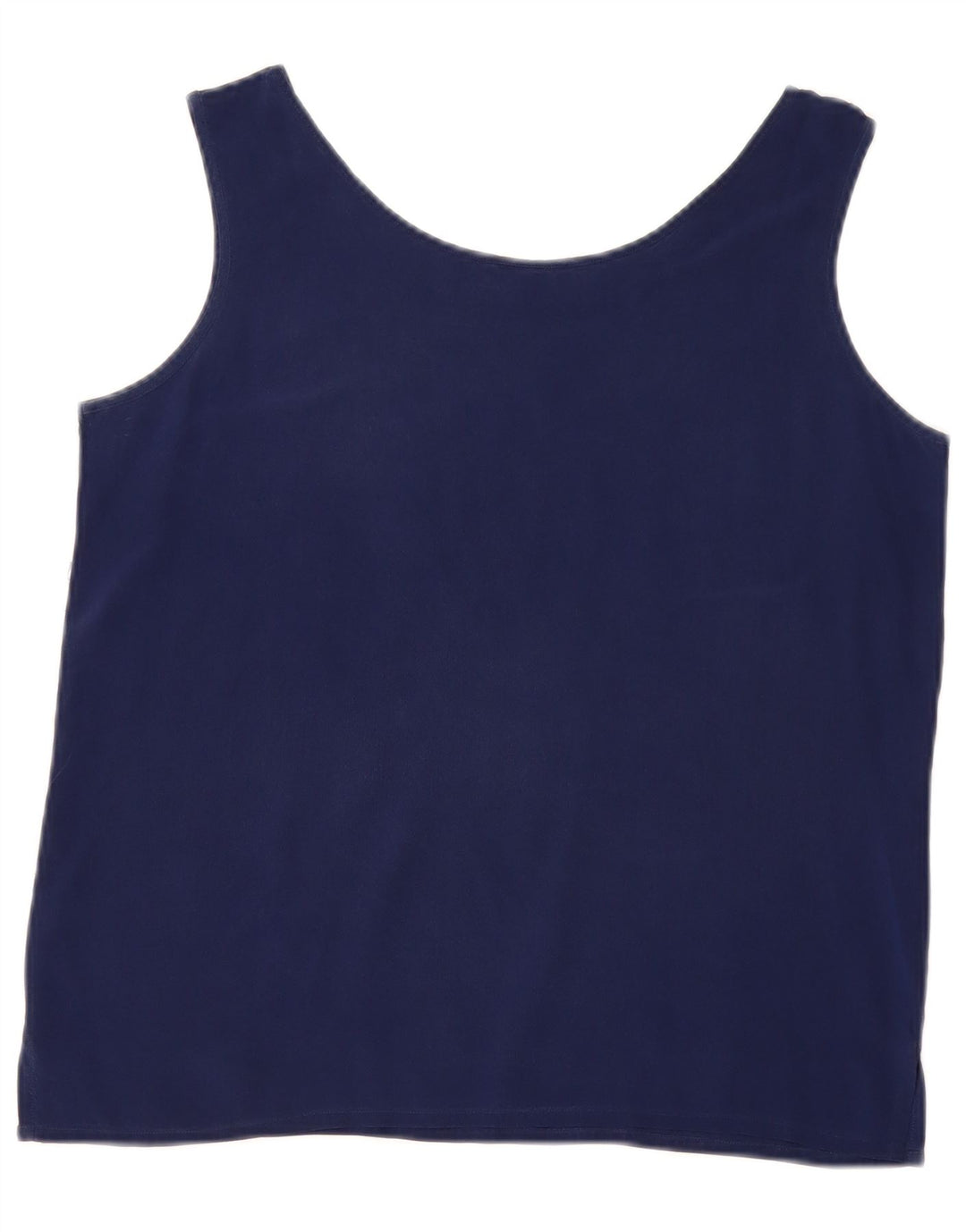 Blusa feminina vintage sem mangas UK 14 azul marinho médio