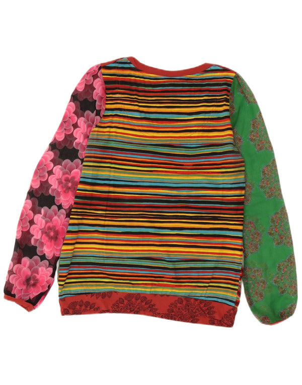 Top gráfico feminino Desigual manga comprida UK 16 grande floral multicolorido